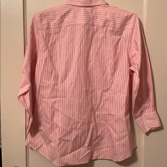 NEW LANDS-END STRIPED POPLIN BUTTON DOWN SHIRT CAREER BLOUSE CANDY PASTEL POLO - Picture 3 of 5